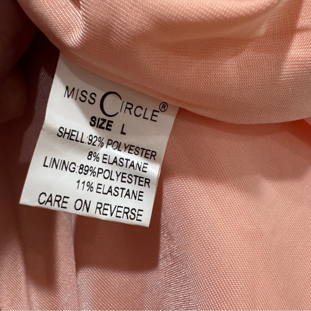 Miss Circle New York Corset Bodycon Midi Dress Cocktail Wedding Salmon Peach L - Picture 14 of 16